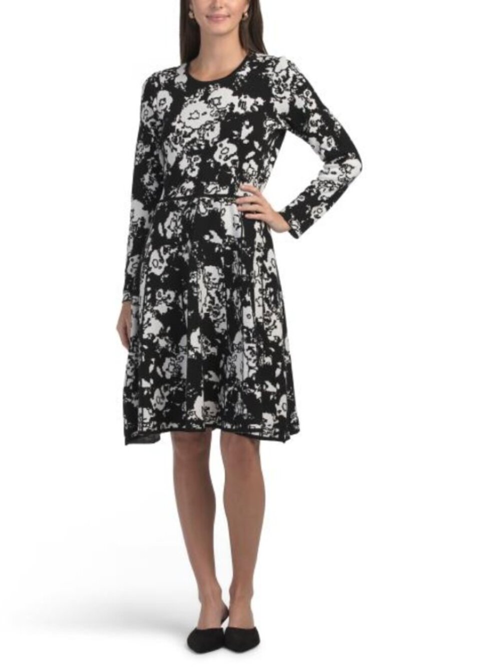 NWT Julia Jordan Long Sleeve Jacquard Knit Floral Midi Dress